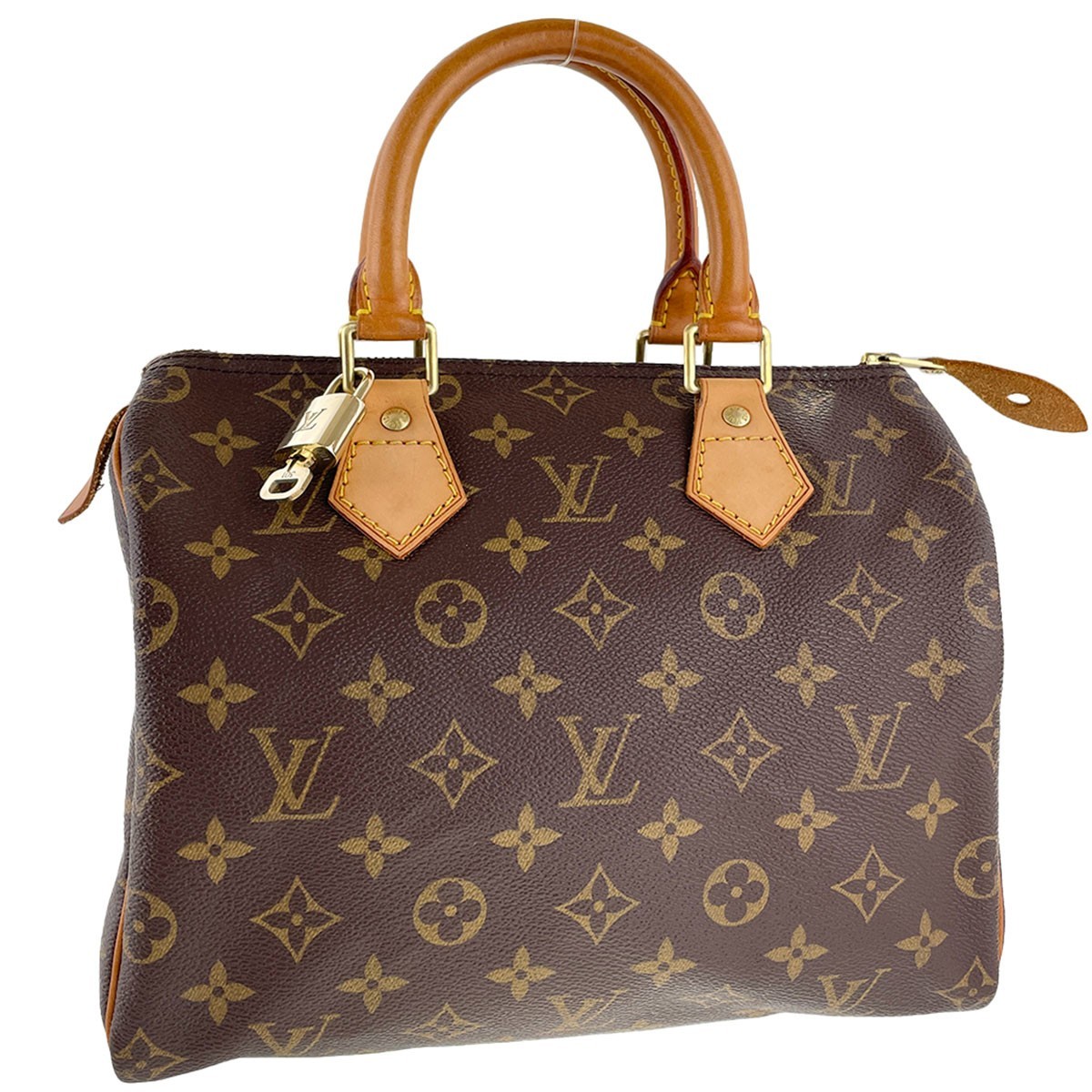 Louis Vuitton Monogram Speedy 25 Leather Fabric Brown Handbag 3676