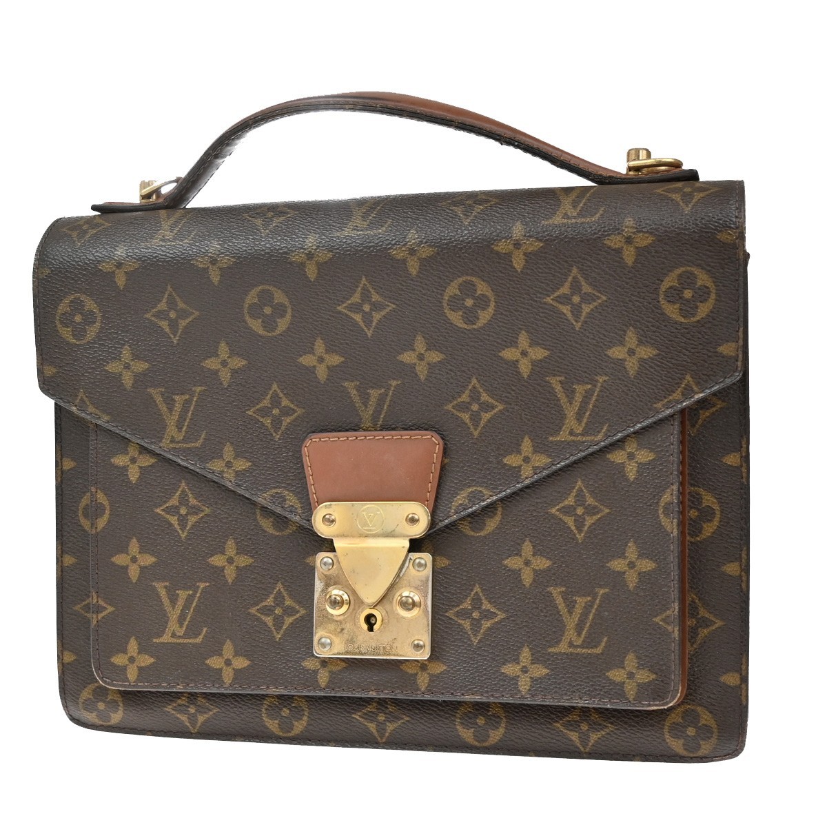 LOUIS VUITTON Monceau 28 Hand Bag Monogram Leather Brown France M51185 39KB573