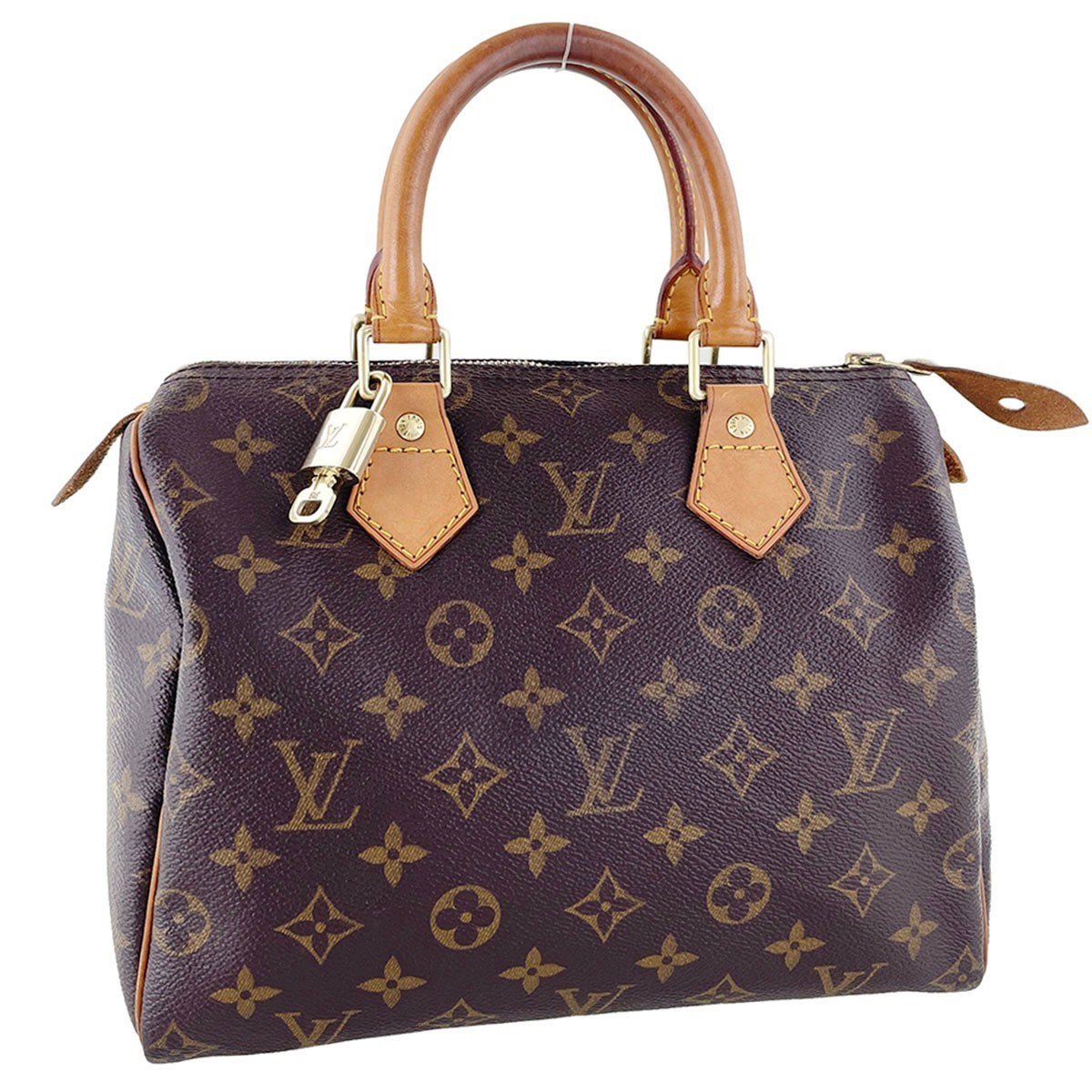 Louis Vuitton Monogram Speedy 25 Leather Fabric Brown Handbag 37010