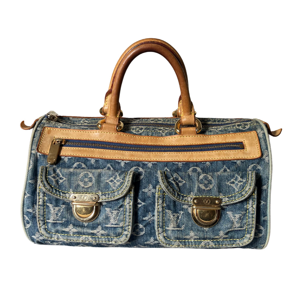 Louis Vuitton Vintage Neo Speedy Duffle Medium Blue Denim Monogram Y2k