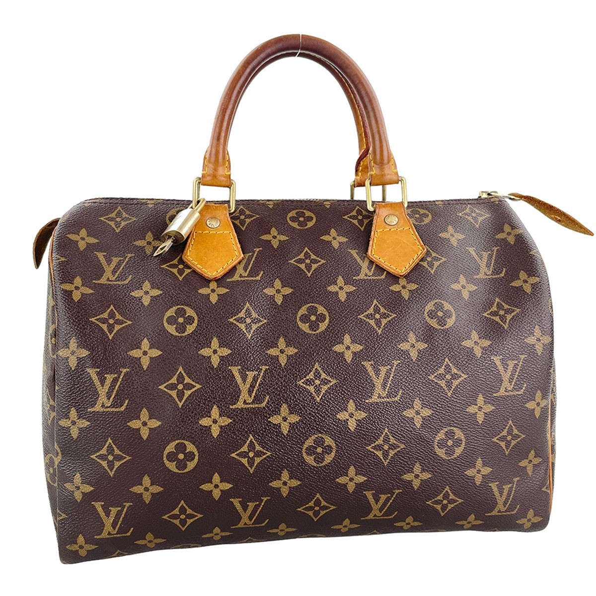 Louis Vuitton Monogram Speedy 30 Leather Fabric Brown Handbag 3679