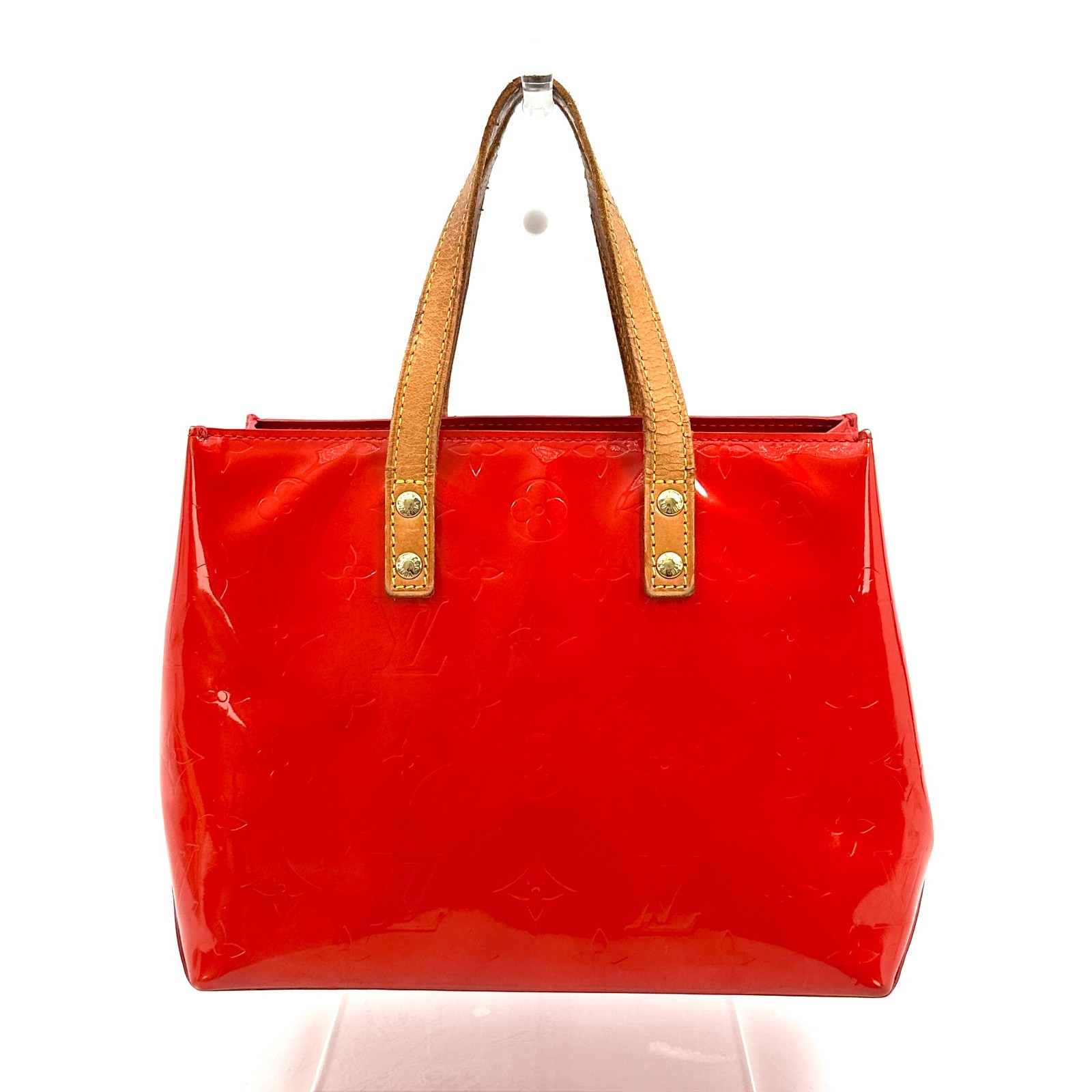 LOUIS VUITTON Monogram Vernis Reade PM Hand Bag Red Authentic