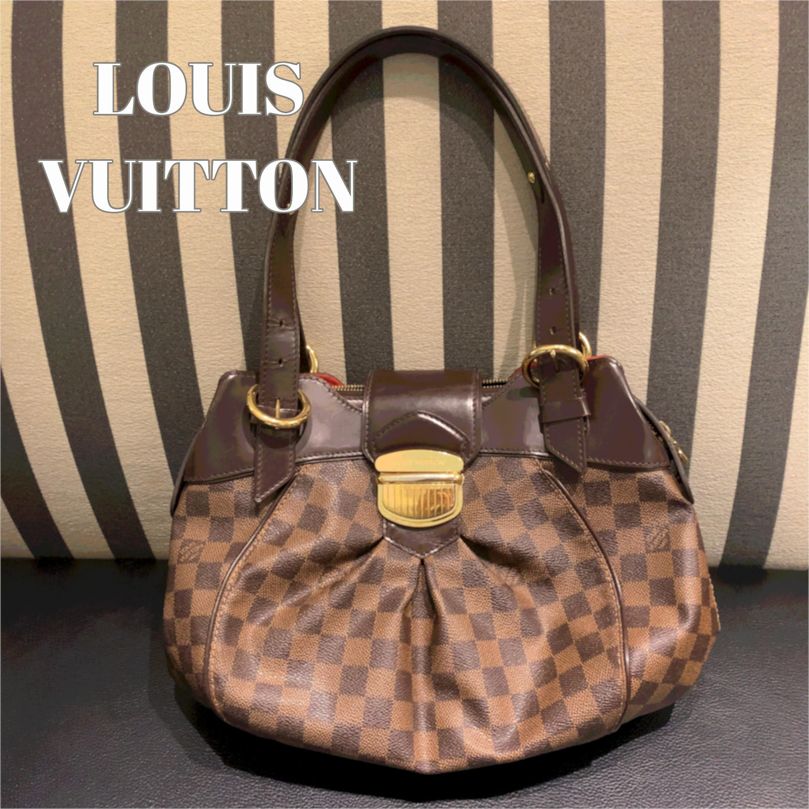 (Auth) LOUIS VUITTON Sistina PM Handbag Damier Ebene Canvas N41542 Brown Shoulde