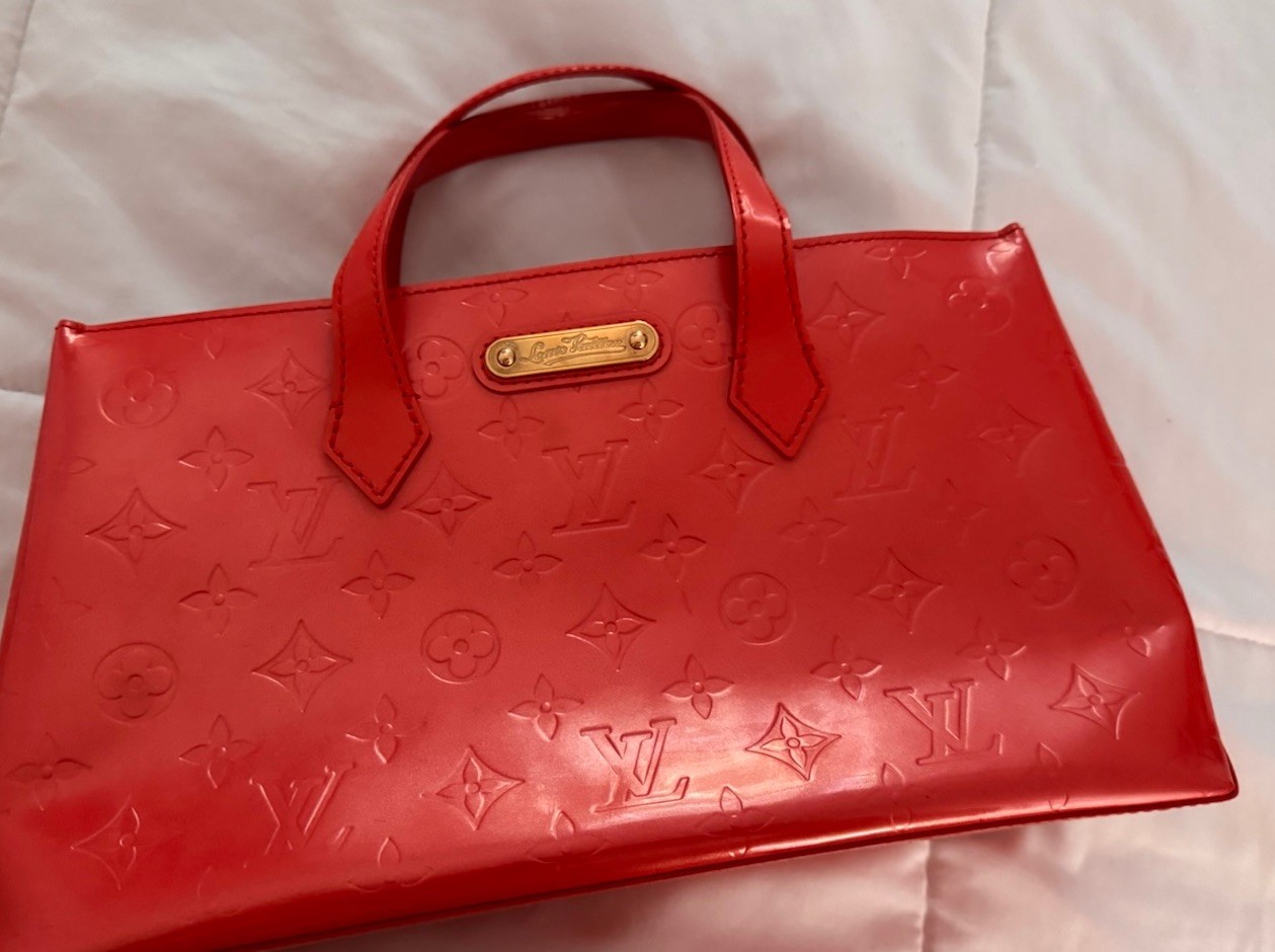 Louis Vuitton Wilshire Handbag Monogram Vernis PM / ORANGE SUNSET / US SELLER