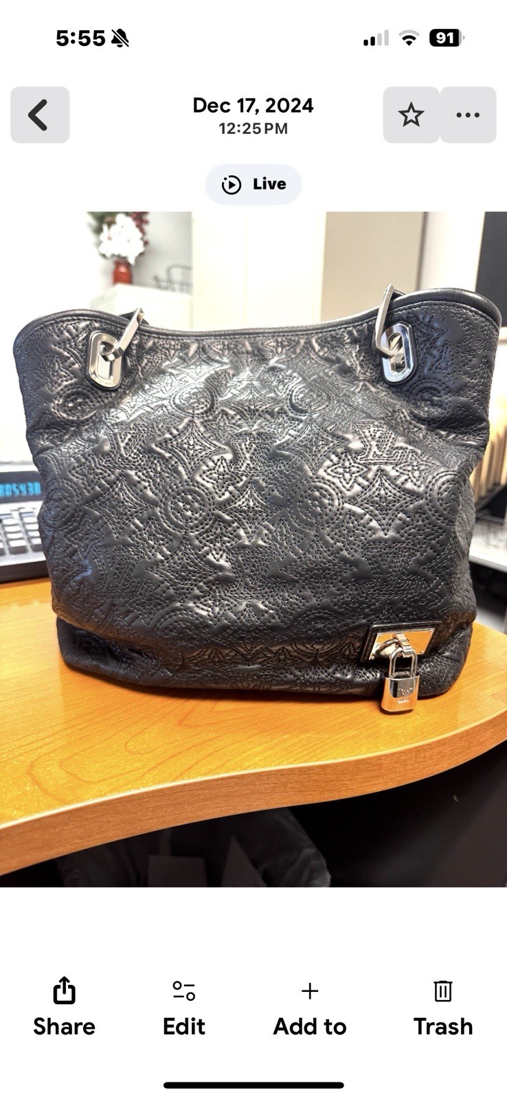 Louis Vuitton Antheia Lilia Handbag Leather USED