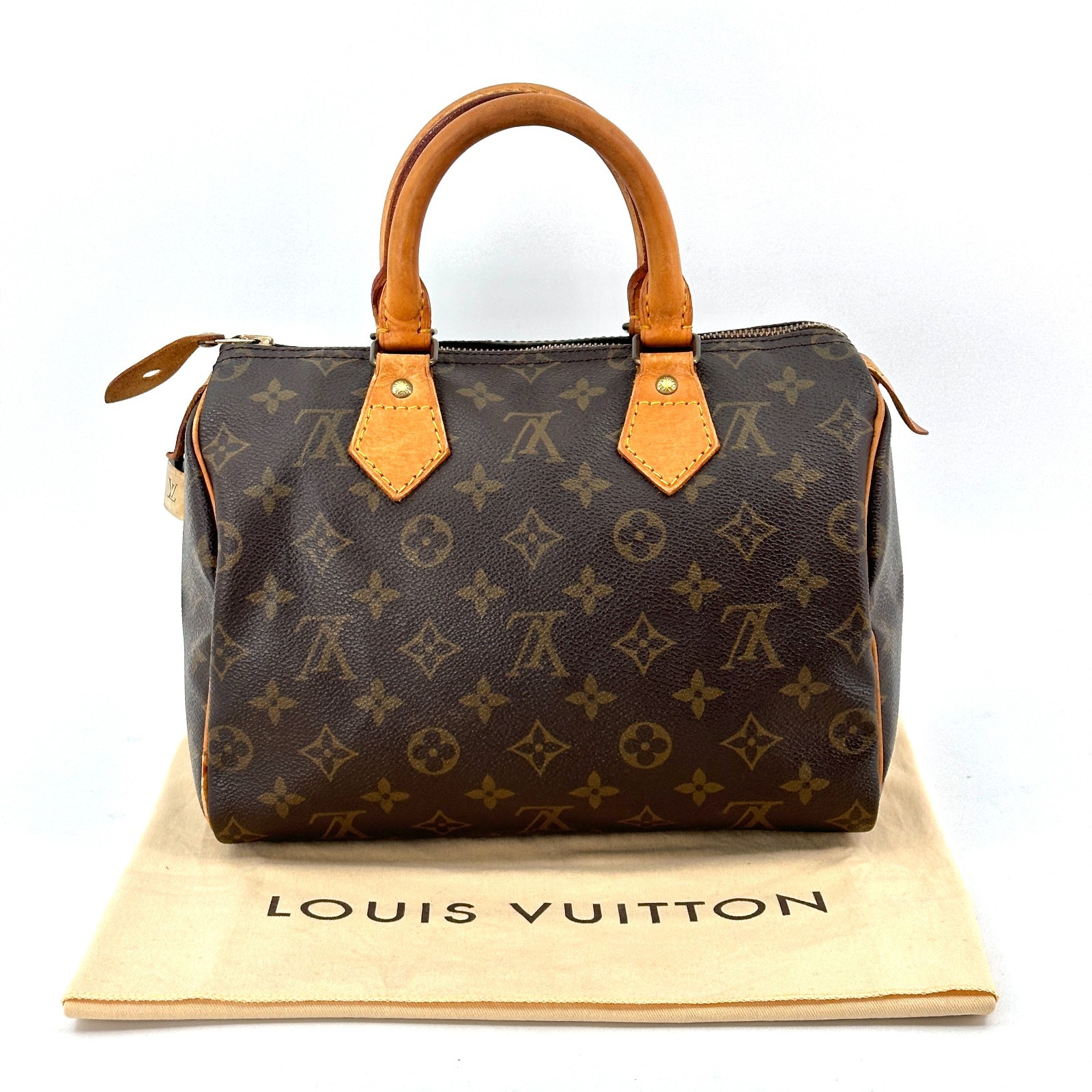 Louis Vuitton Speedy 25 Hand Bag Monogram Canvas Leather Brown M41109 Authentic
