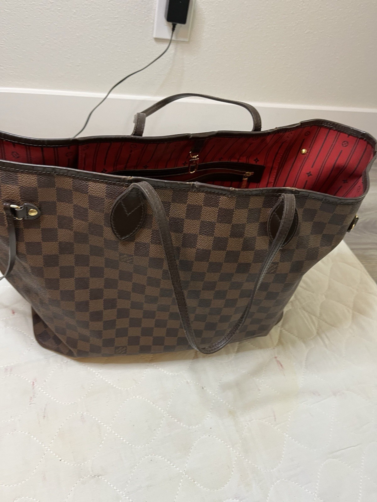 Louis Vuitton Damier Ebene Canvas Neverfull MM Tote Bag
