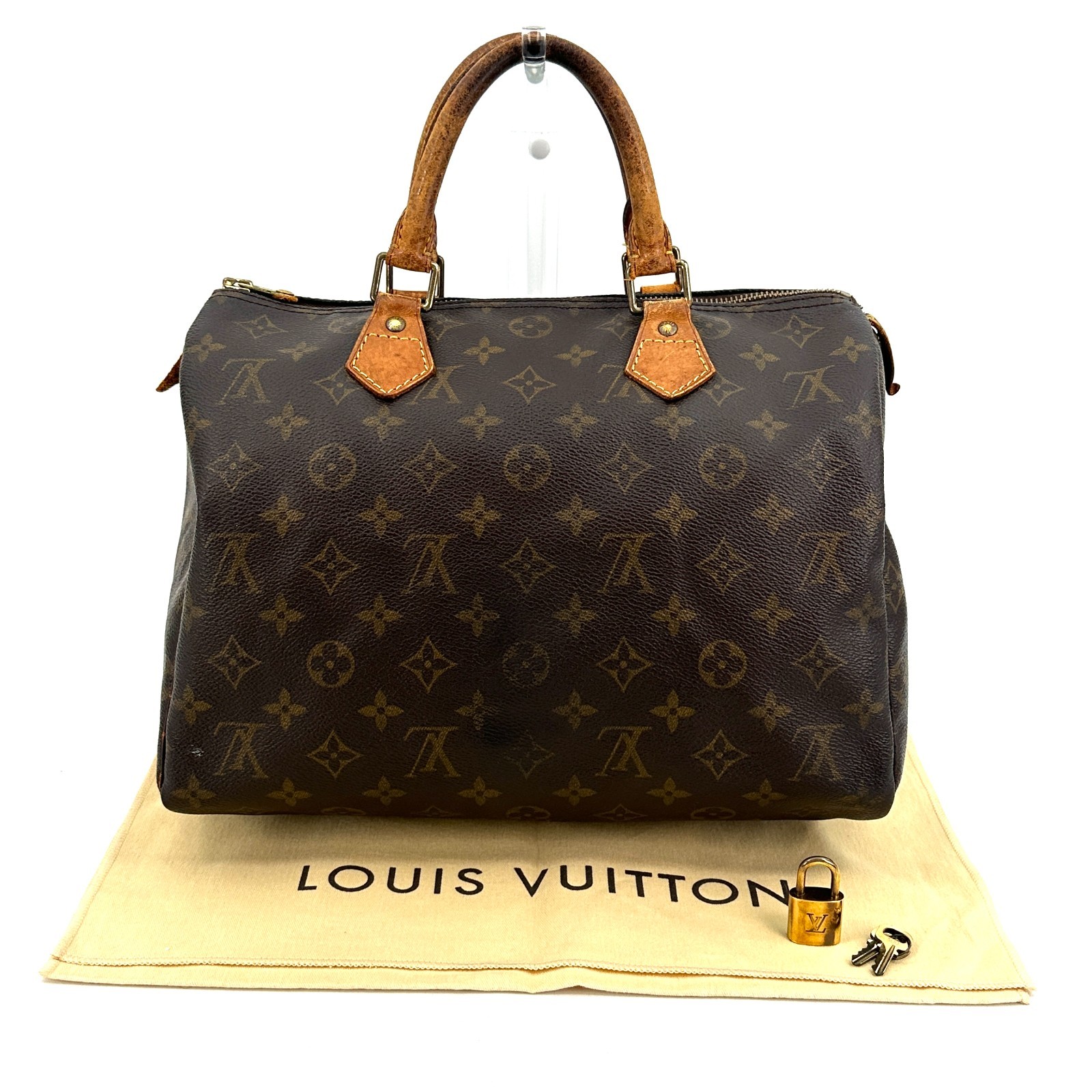 Louis Vuitton Speedy 30 Hand Bag Monogram Canvas Leather Brown Authentic