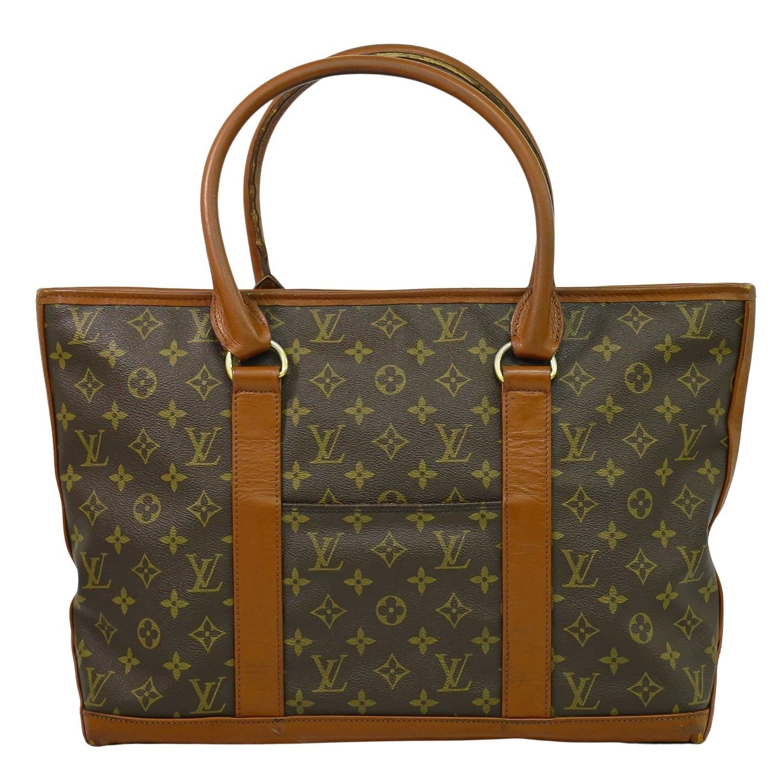 Louis Vuitton Sac Weekend PM M42425 Monogram Canvas Tote Handbag Brown