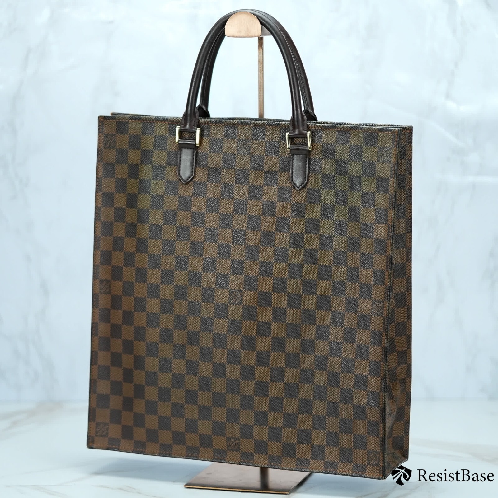 Louis Vuitton Damier Sac Plat Ebene Brown Shopping Handbag Tote LV N51140 Rank A