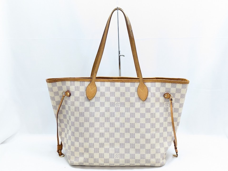 LOUIS VUITTON Damier Azur Neverfull MM Tote Bag White N51107 CA5111 Auth LV