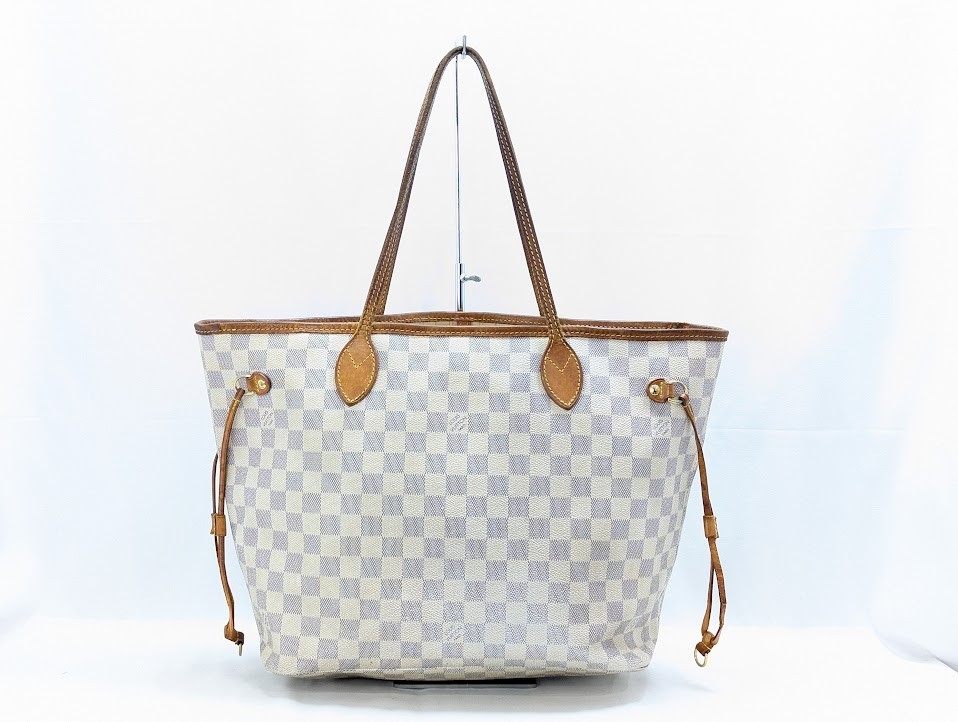 LOUIS VUITTON Damier Azur Neverfull MM Tote Bag White N51107 AR5009 Auth LV