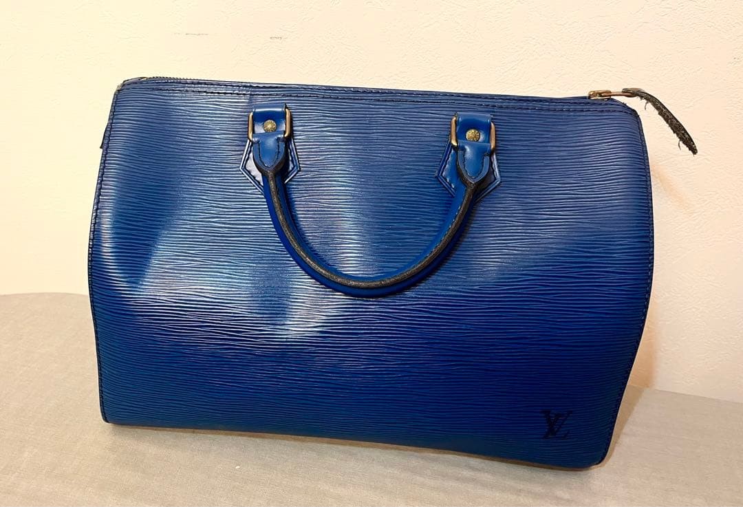 Authentic LOUIS VUITTON Epi Speedy 30 Toledo Blue Mini Boston Bag Handbag