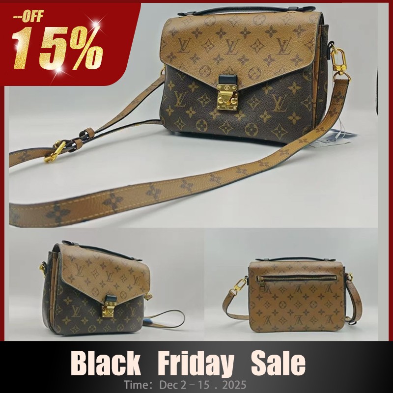 Authentic LOUIS VUITTON Pochette Metis crossbody Handbag Monogram Reverse brown