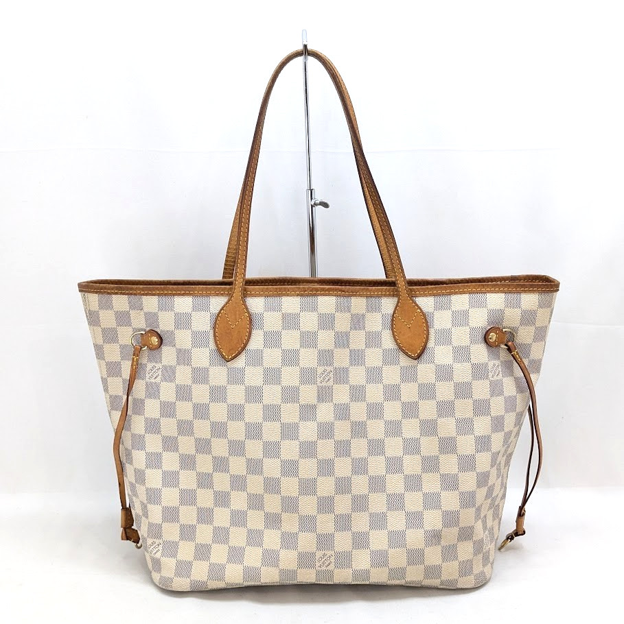 LOUIS VUITTON Damier Azur Neverfull PM Tote Bag White N51110 SA3192 Authentic LV