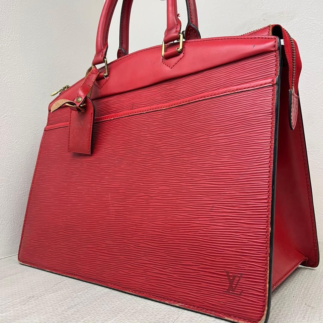 Authentic LOUIS VUITTON Epi Riviera Handbag Red M48187 LV Tote Bag