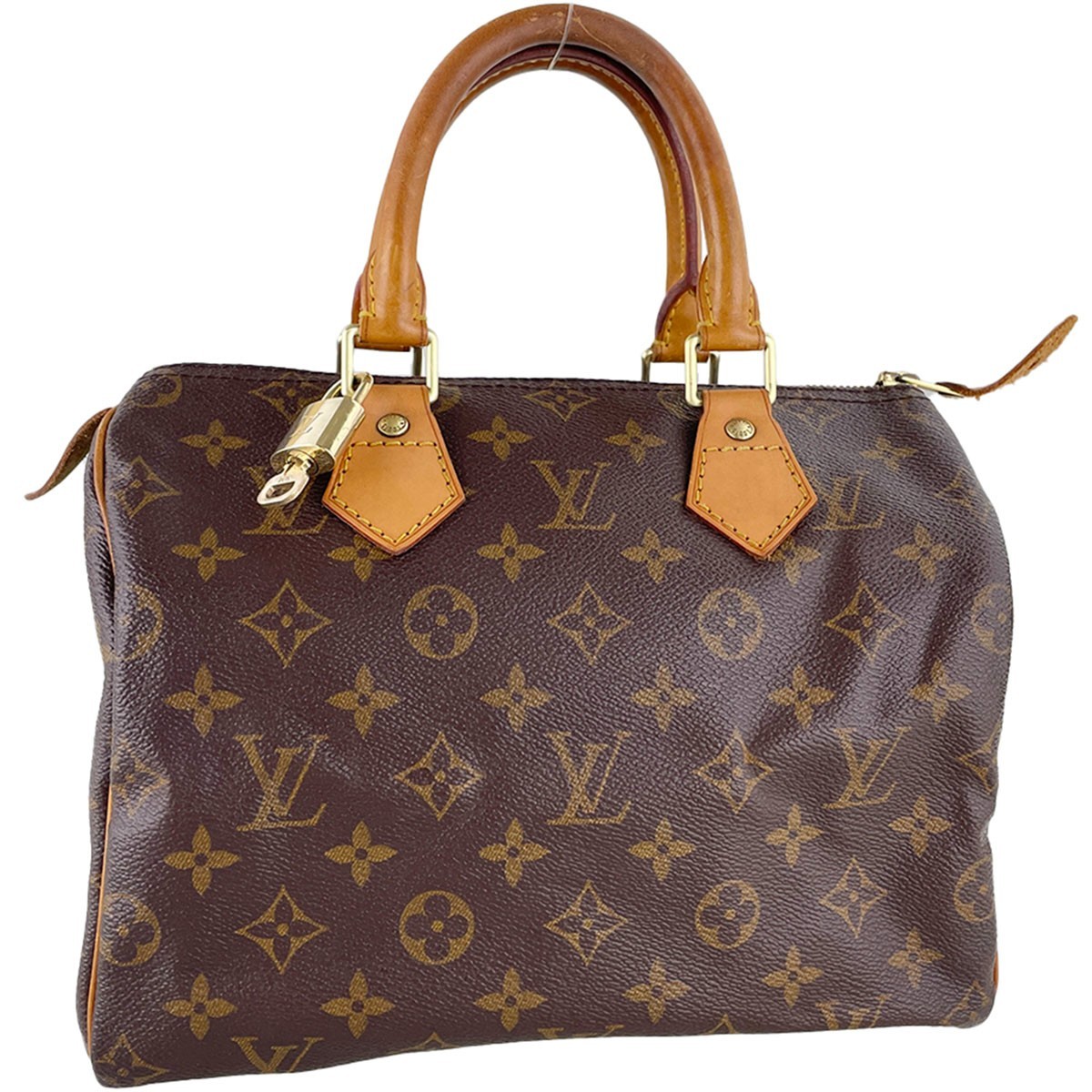 Louis Vuitton Monogram Speedy 25 Leather Fabric Brown Handbag 3951
