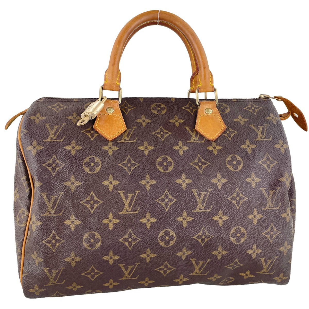 Louis Vuitton Monogram Speedy 30 Leather Fabric Brown Handbag 3935