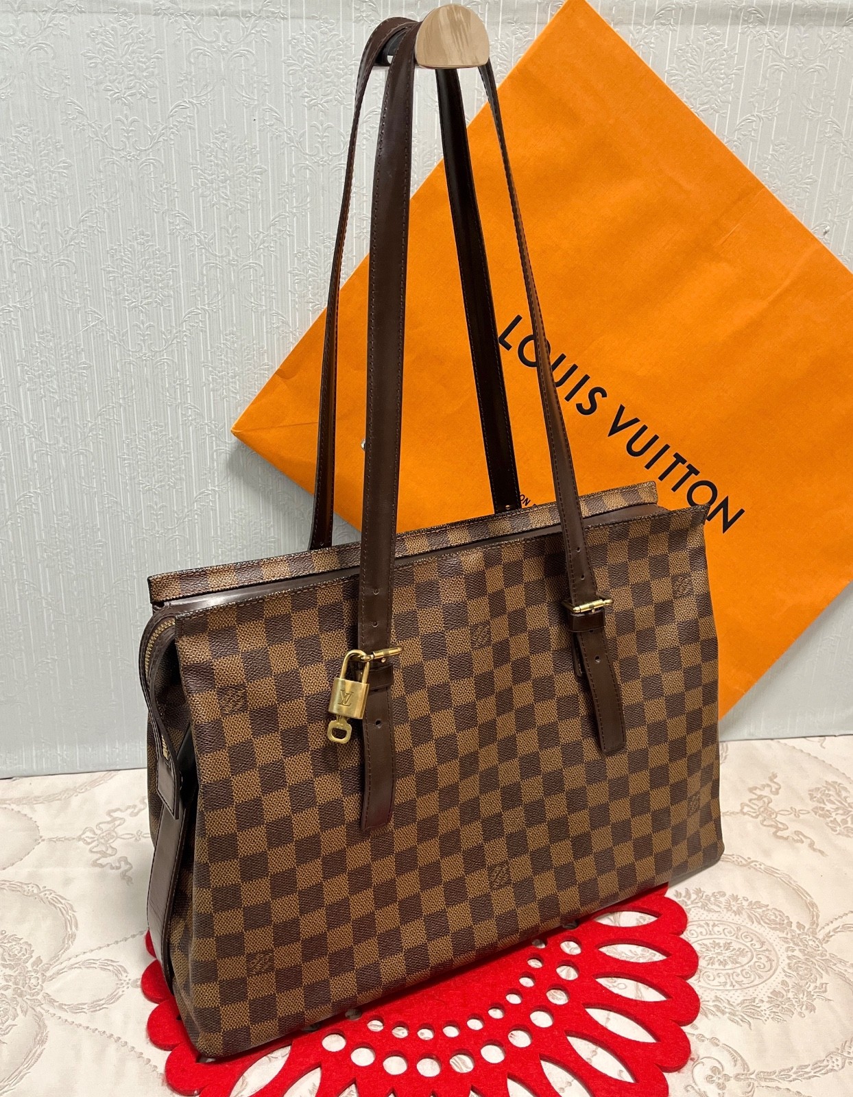 Louis Vuitton Damier Ebene Chelsea Shoulder Bag Brown Canvas N51119 JAPAN 161