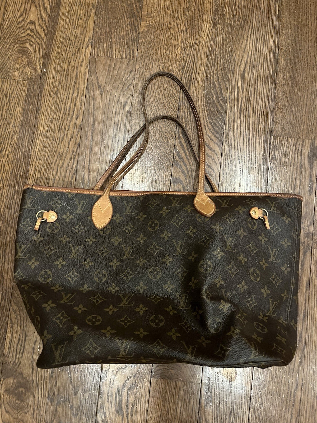 Louis Vuitton MM Neverfull Shoulder Tote Bag Brown Monogram “Damaged Pls Read”
