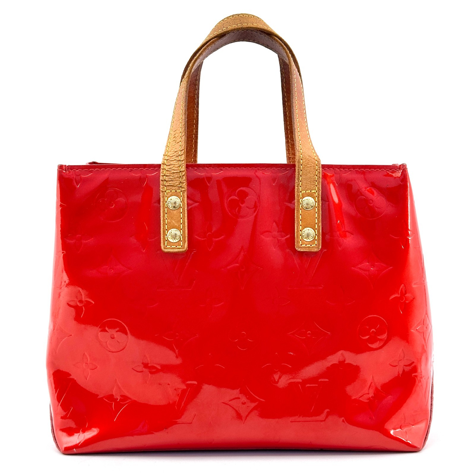 LOUIS VUITTON Monogram Vernis Reade PM Hand Bag Red Authentic