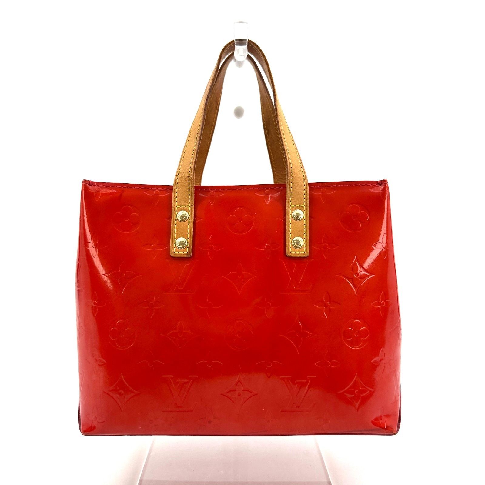 LOUIS VUITTON Monogram Vernis Reade PM Hand Bag Red Authentic