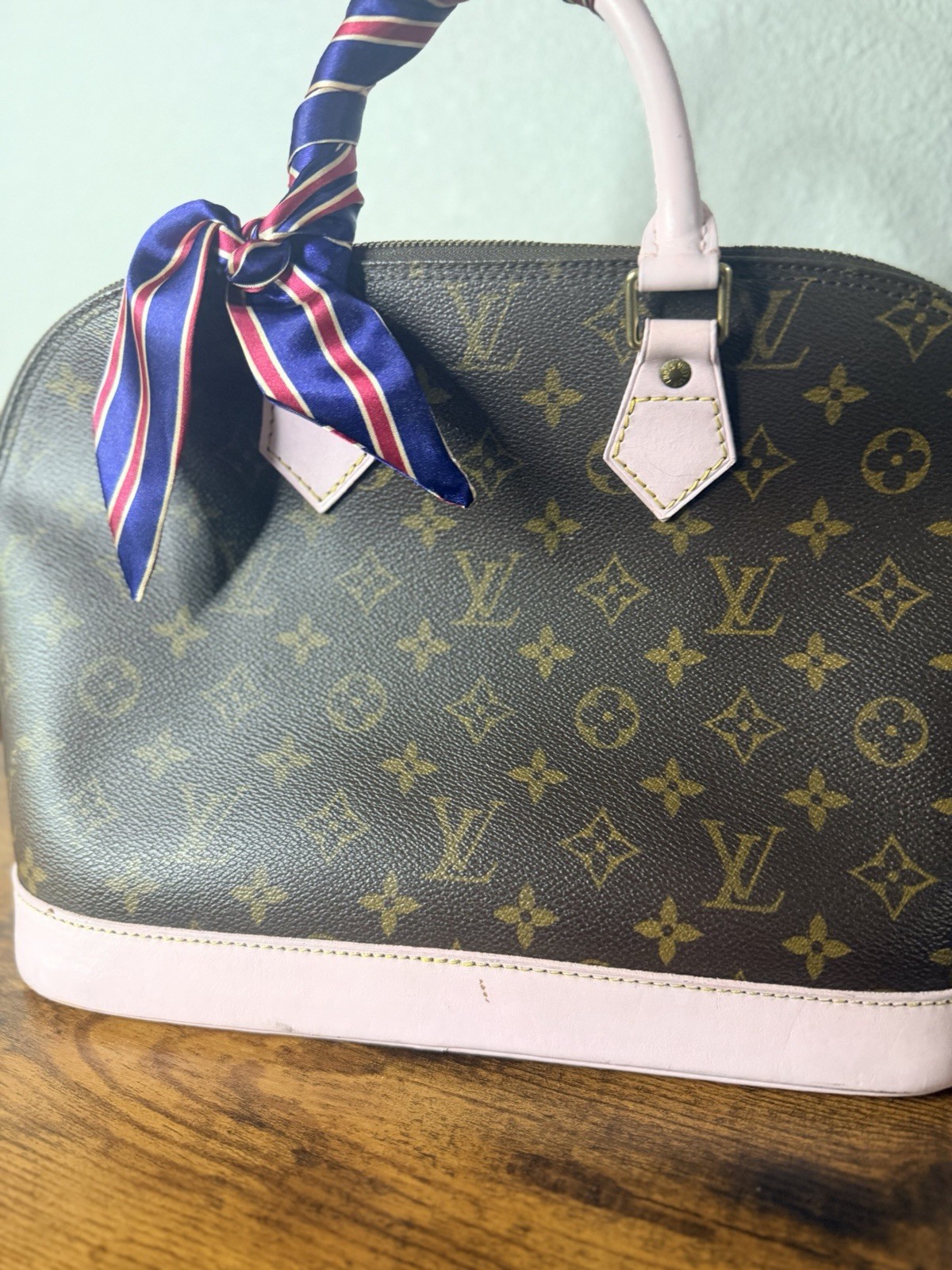 Custom Painted Louis Vuitton Monogram Alma Bucket Vintage Handbag