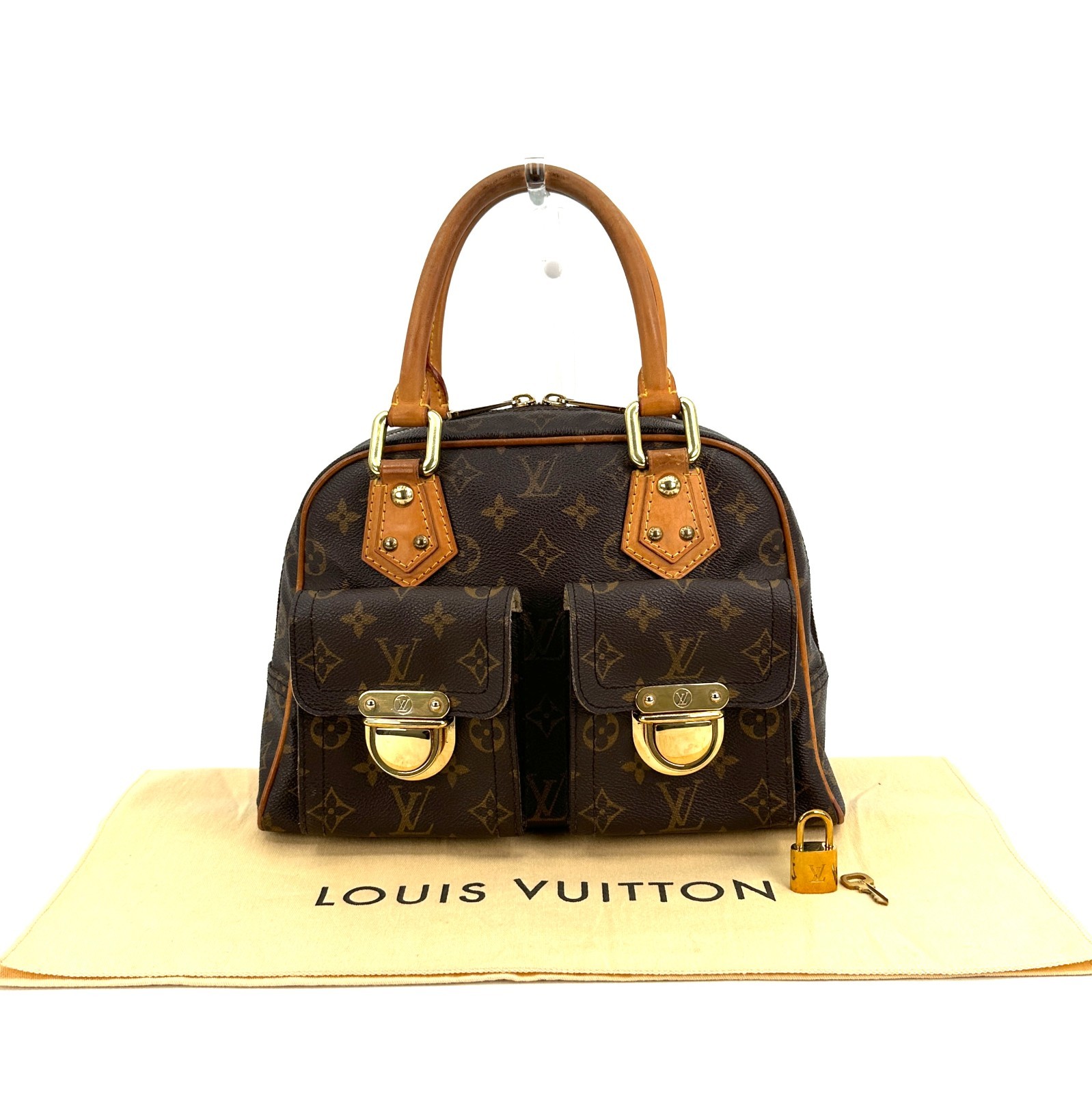 Louis Vuitton Monogram Manhattan PM Hand Bag Brown M40026 Authentic
