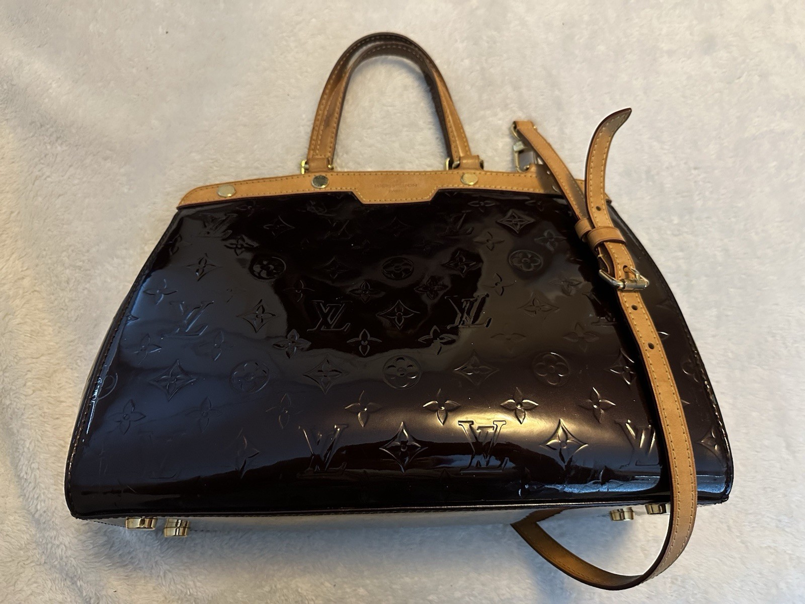 Louis Vuitton LV Hand Bag Brea MM Purple Vernis 456750