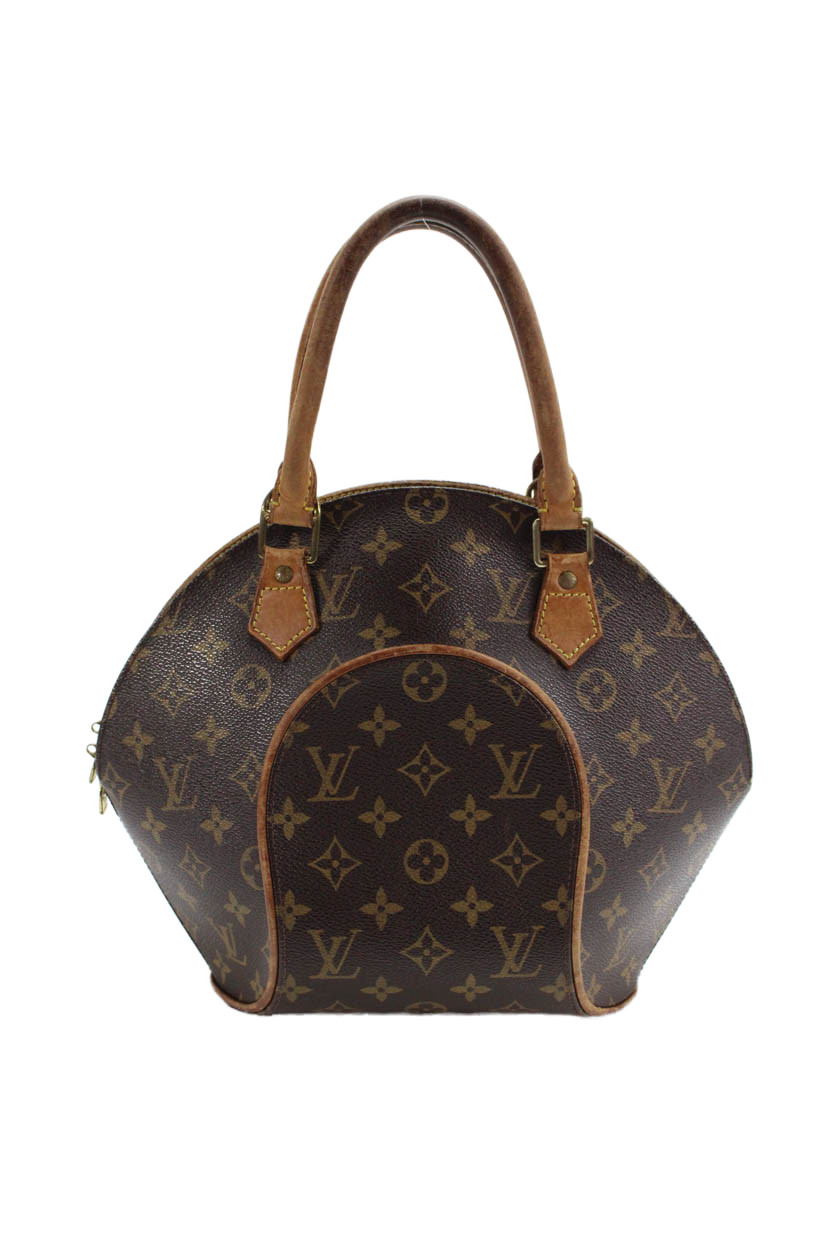 Louis Vuitton Womens Monogram Coated Canvas Ellipse Shoulder Handbag Brown