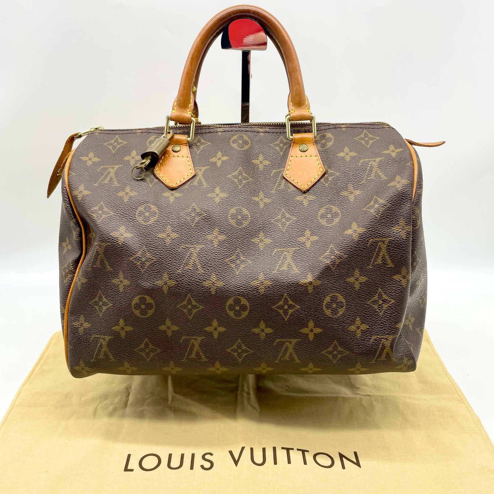 Louis Vuitton Boston Bag Speedy 30 Brown Monogram Handbag M41526 TH1010 Auth