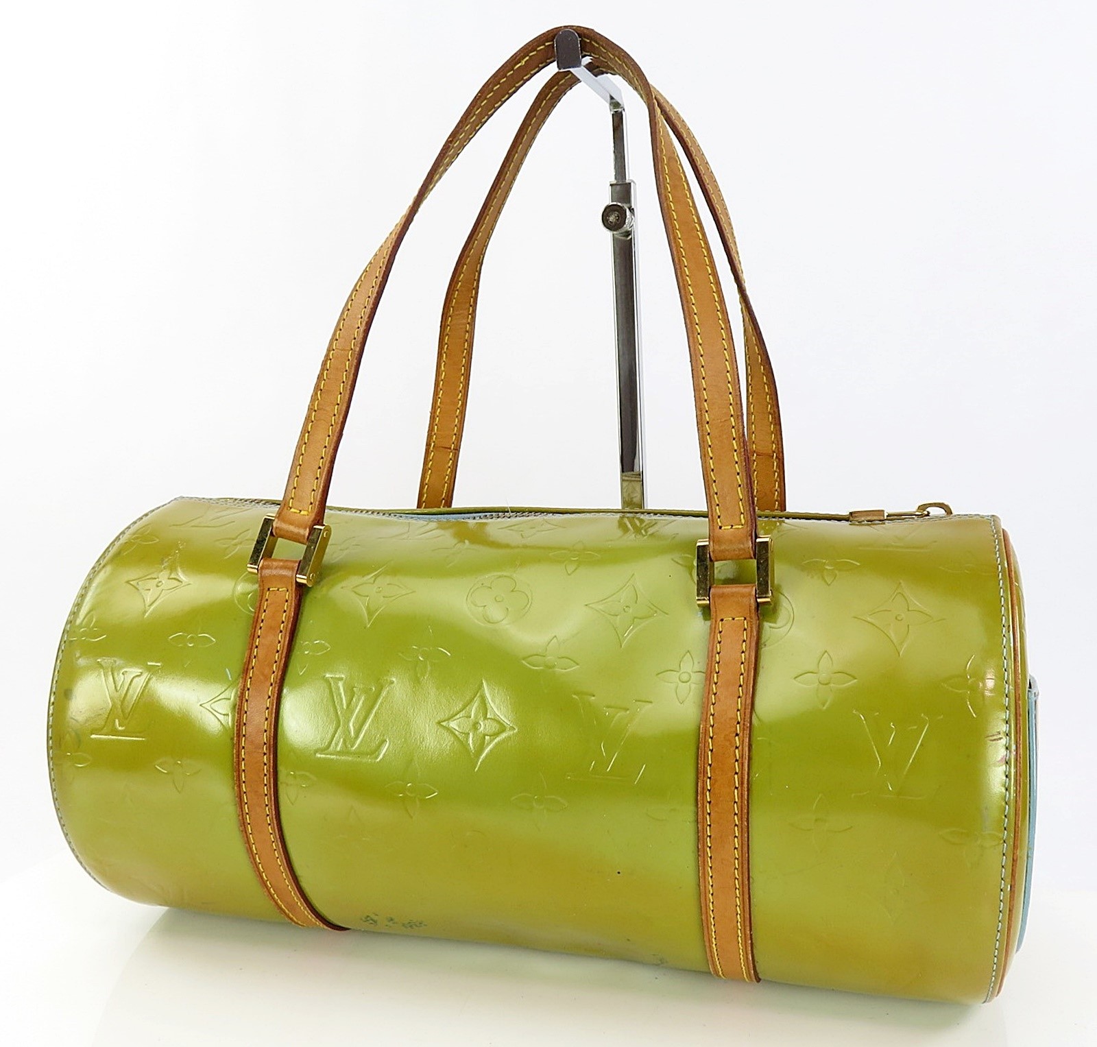 Auth LOUIS VUITTON Bedford Baby Blue (Green) Vernis Leather Hand Bag #62495