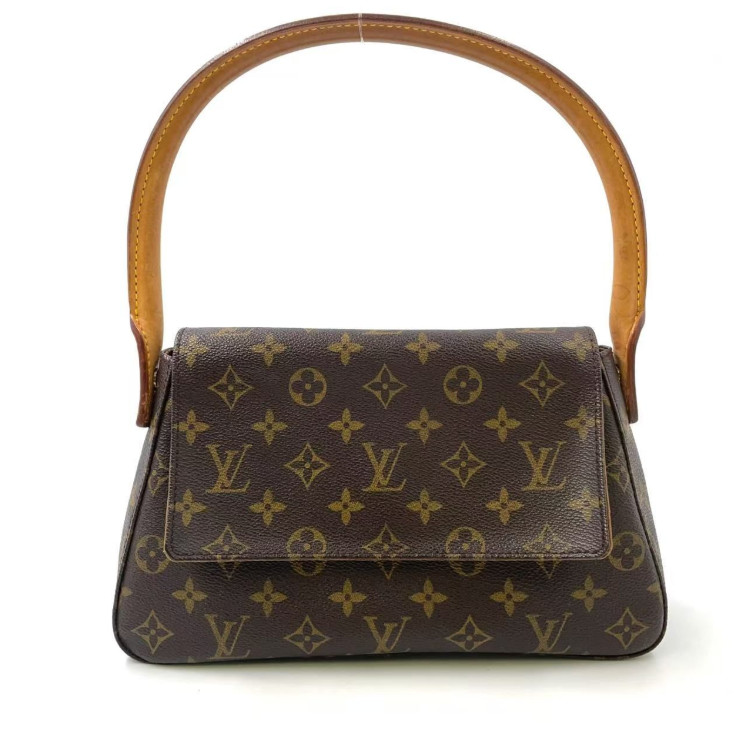 LOUIS VUITTON Monogram Mini Looping Handbag Brown M51147 Authentic