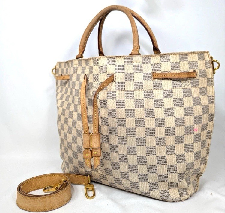 LOUIS VUITTON Shoulder Handbags Girolatta N41579 Damier Azur 2Way Authentic