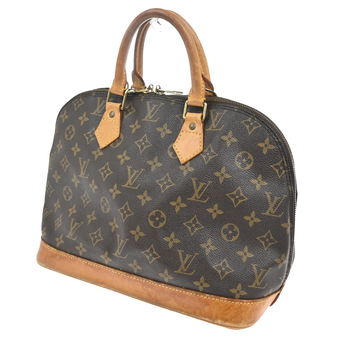 LOUIS VUITTON LV Logo Alma Hand Bag Monogram Leather Brown France M51130 32KC515