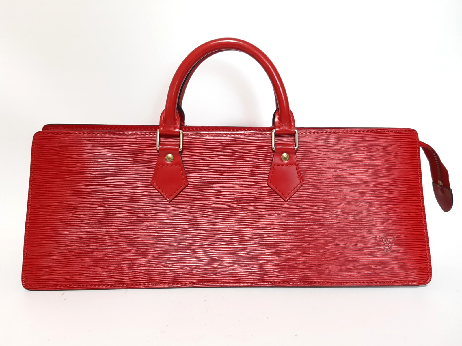 Louis Vuitton Sac Triangle Epi Handbag M52097 Red Gold Hardware MI0955