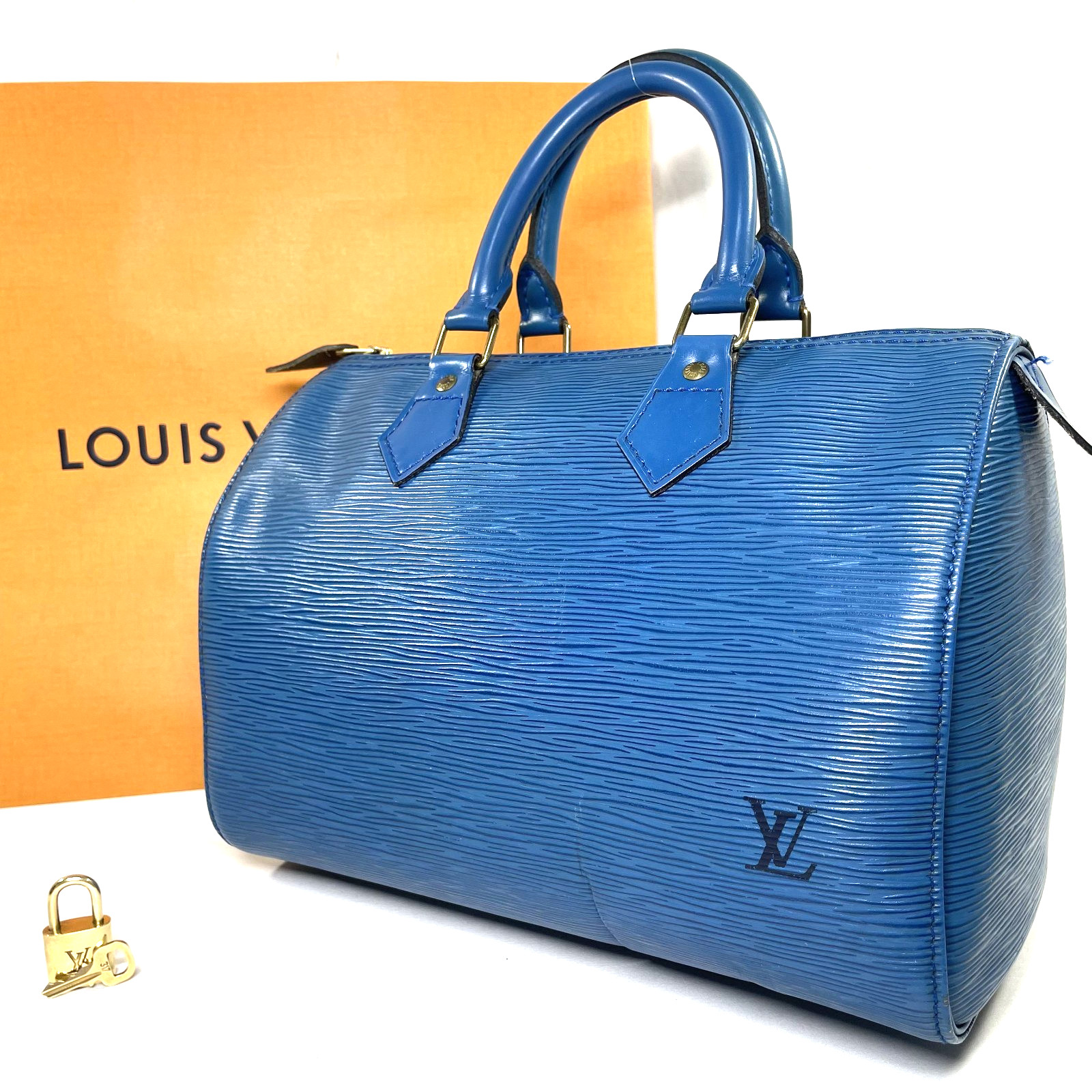 LOUIS VUITTON Hand Bags Speedy 25 Epi Toledo Blue M43015 Mini Boston Authentic