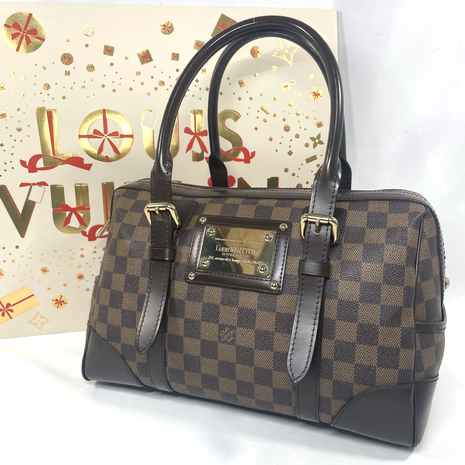 LOUIS VUITTON Hand bags Damier Berkeley N52000 Brown Boston Shoulder Authentic