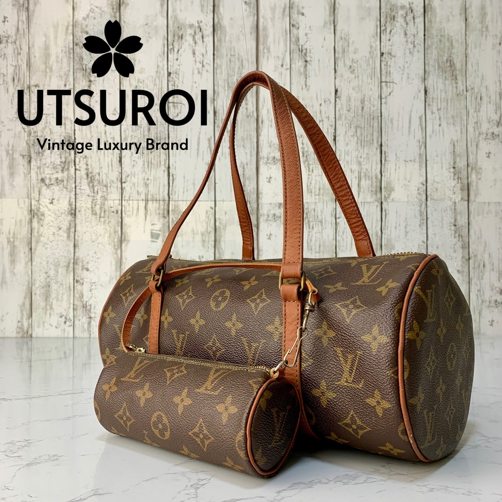 LOUIS VUITTON Papillon 30 Monogram Handbag Pouch M51365 Authentic【Condition:S】