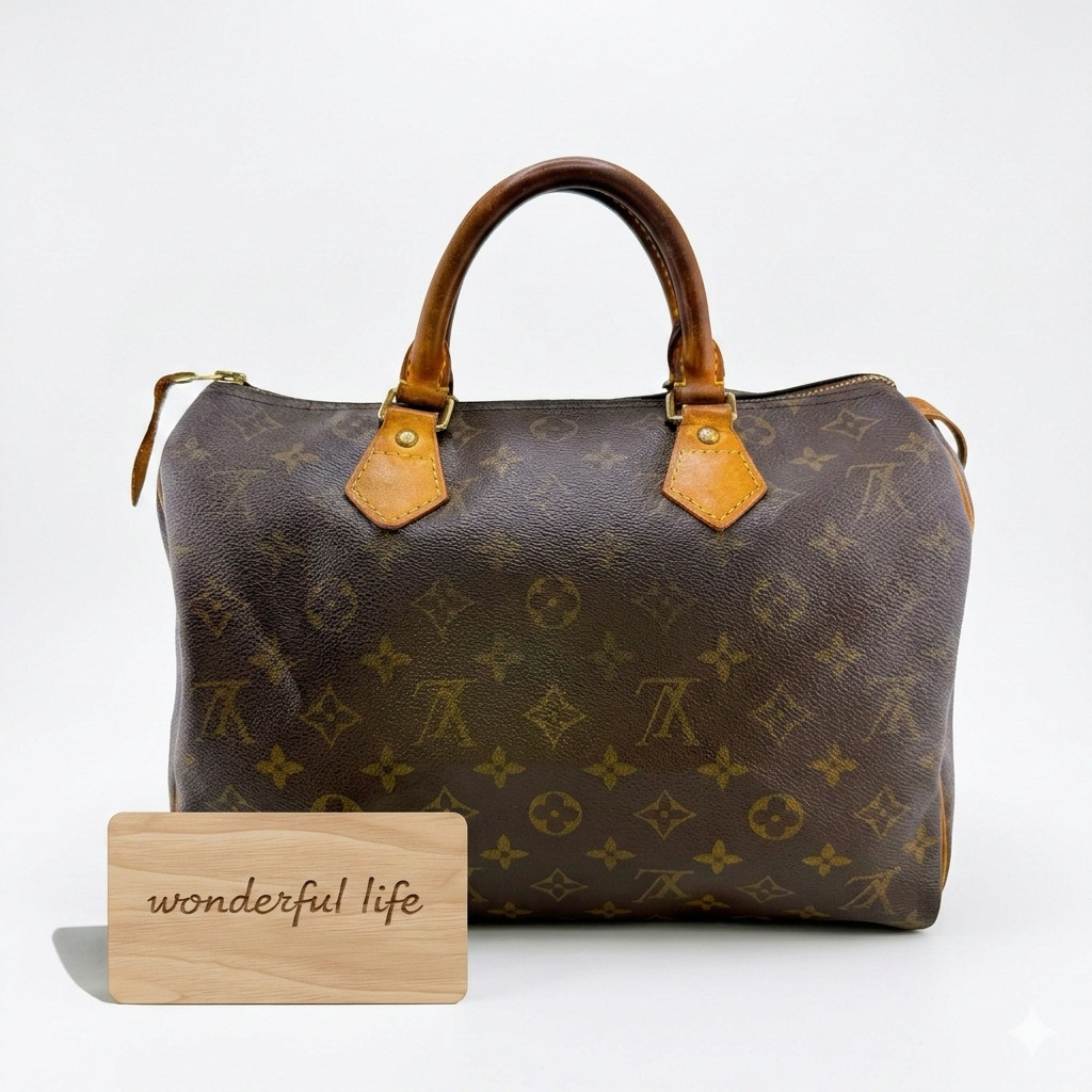Authentic Louis Vuitton Monogram Speedy 30 M41526 Handbag MO00023