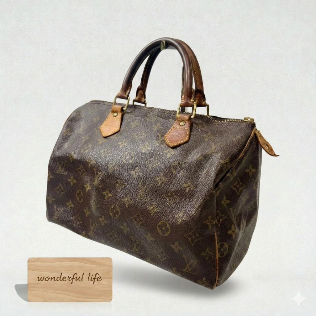 Authentic Louis Vuitton Monogram Speedy 30 M41526 Handbag vintage MO00002