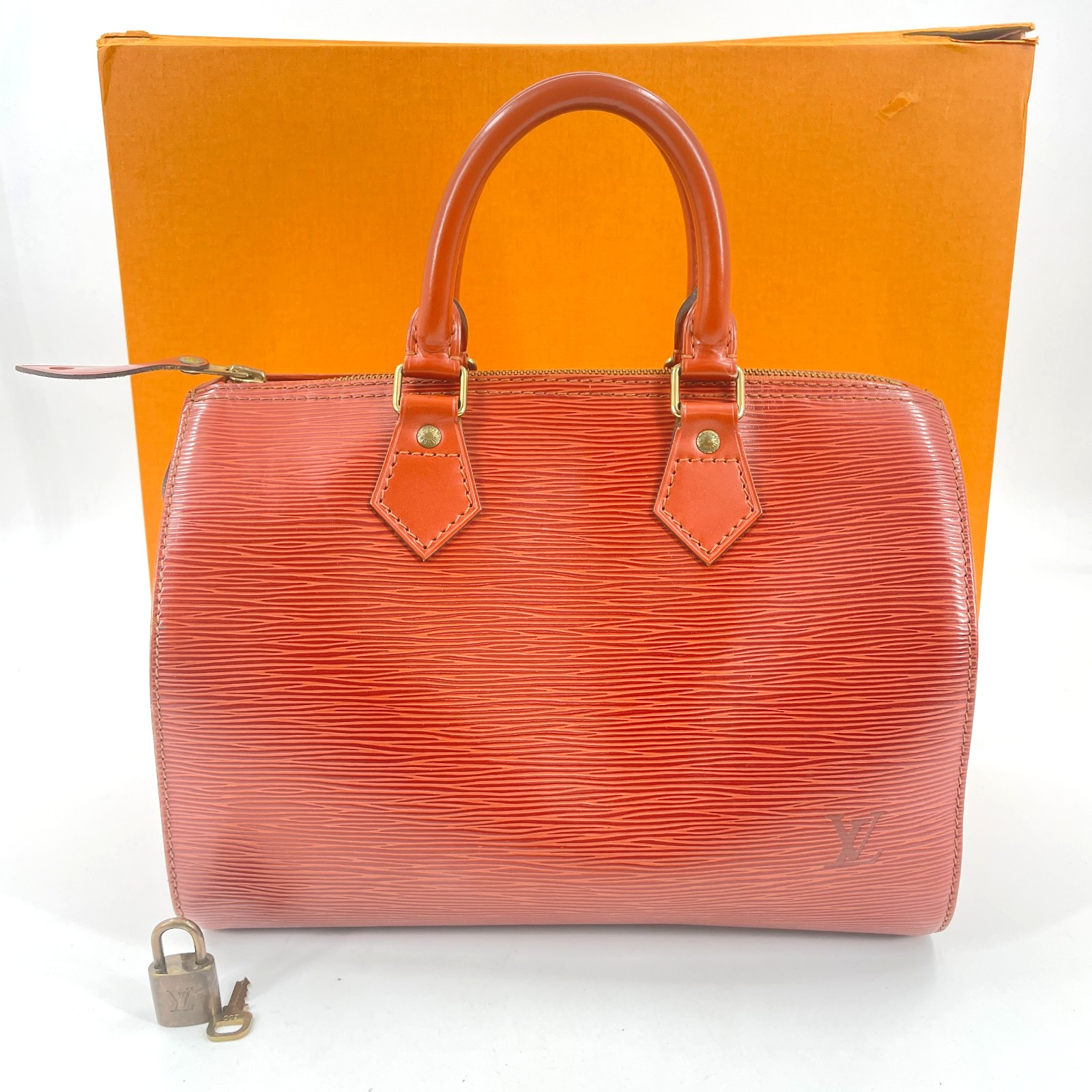 Auth LOUIS VUITTON Epi Kenya Brown Speedy 25 M43013 Handbag Made in France RG774