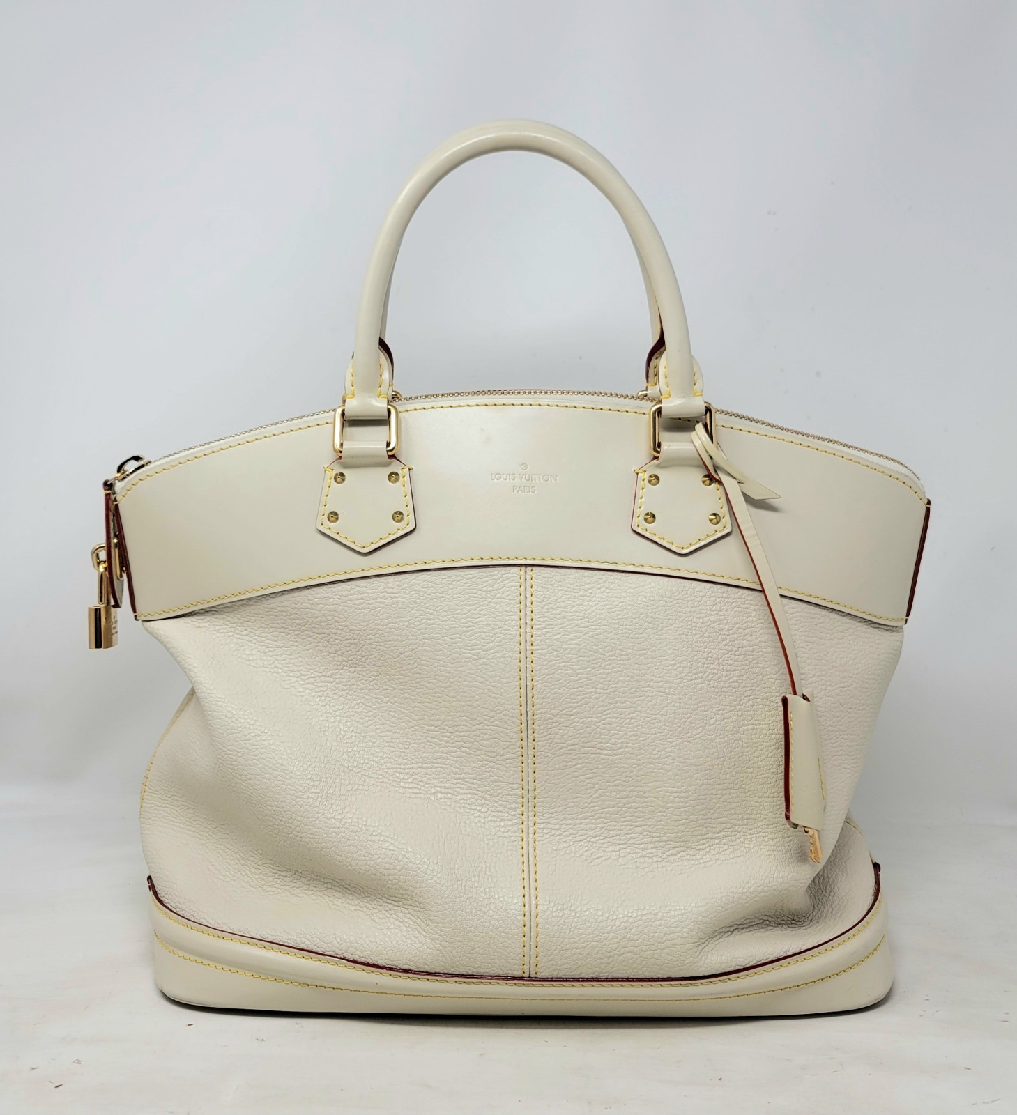 Louis Vuitton Suhali MM Ivory Leather Tote Hand Bag Authentic Vintage