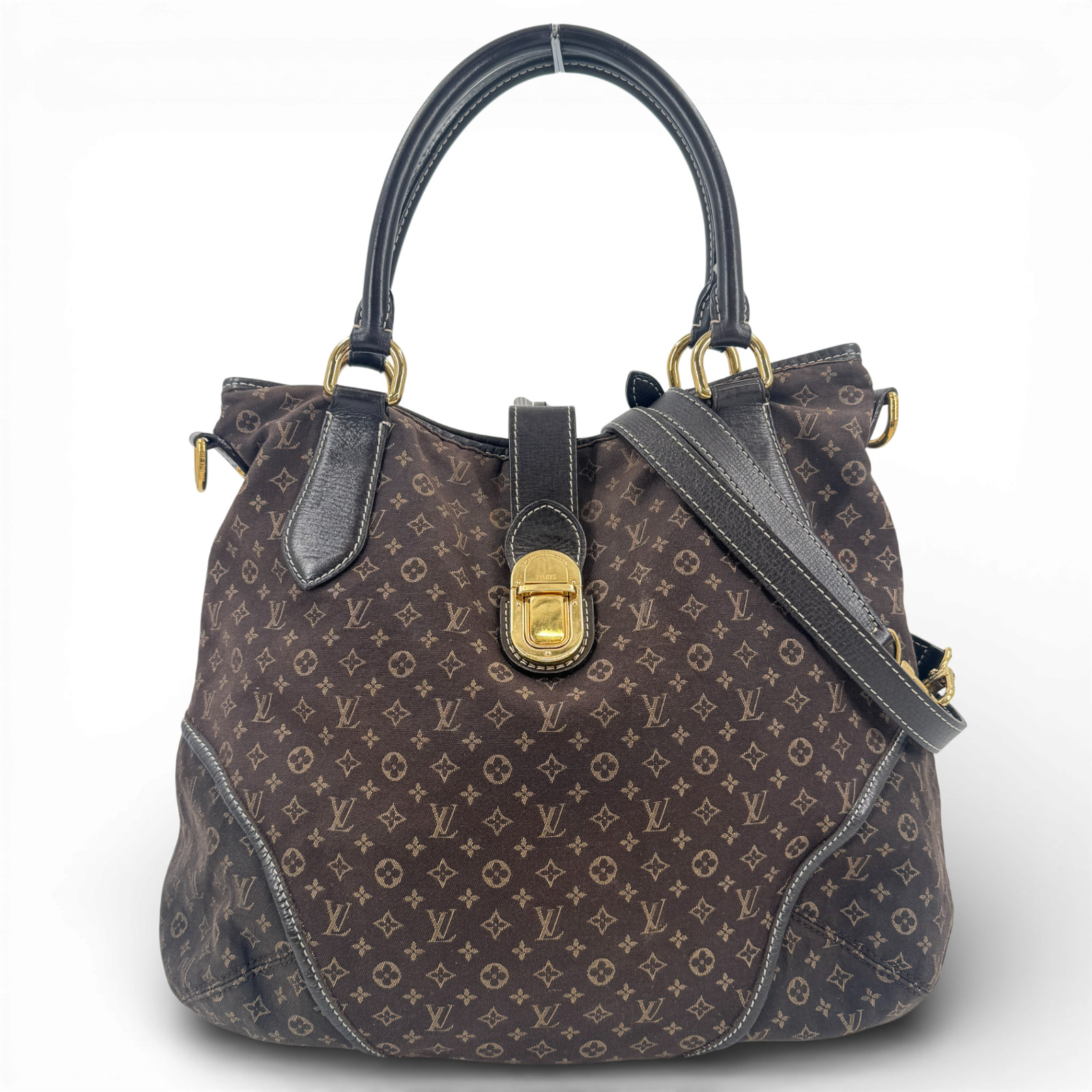 Auth LOUIS VUITTON Monogram Mini Lin Ebene Idylle Elegy M56696 2WAY Handbag