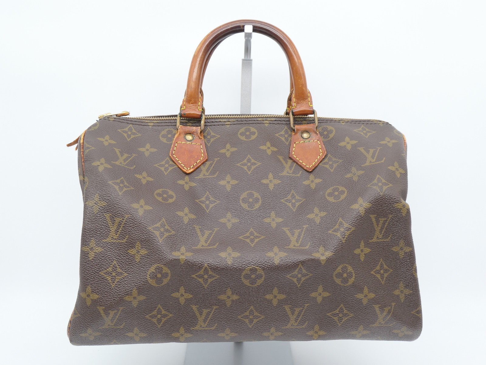 Louis Vuitton Monogram Speedy 30 Vintage Leather Handbag Brown Mint Auth #2