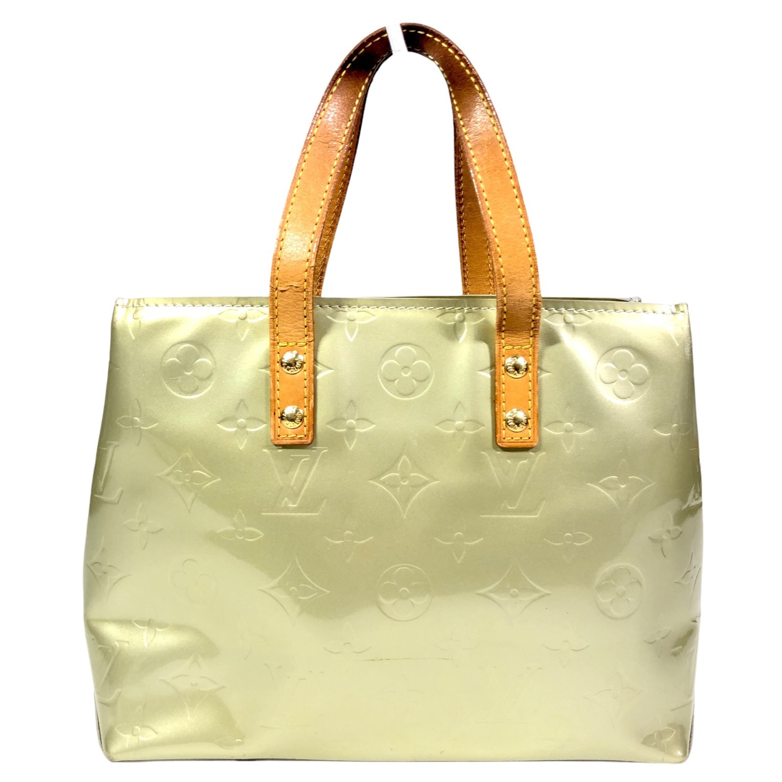 Auth Louis Vuitton Reade PM Handbag Monogram Vernis Gris Tote Bag M91145 MI1002