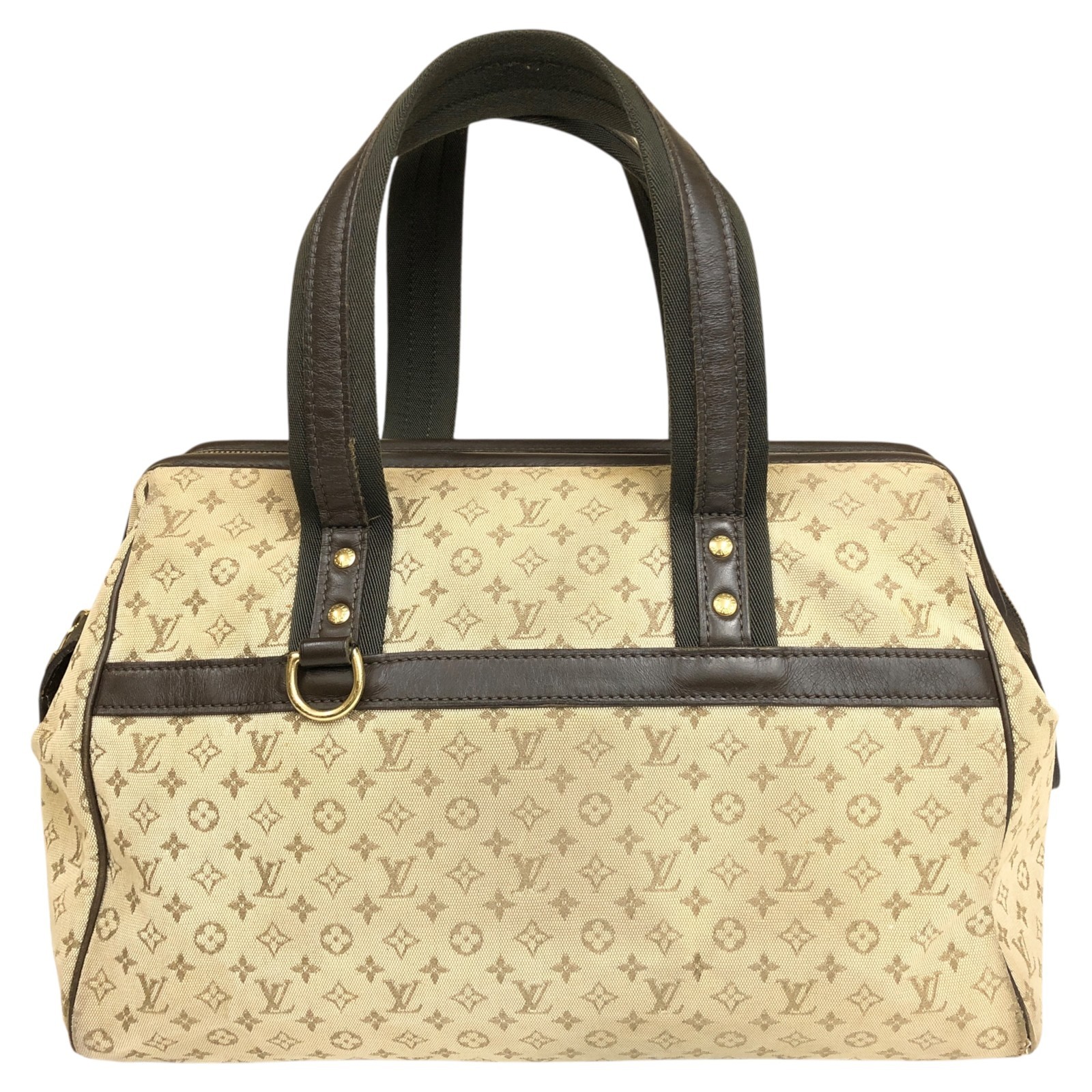 Auth Louis Vuitton Josephine GM Handbag Monogram Mini Tote Bag Khaki M92310